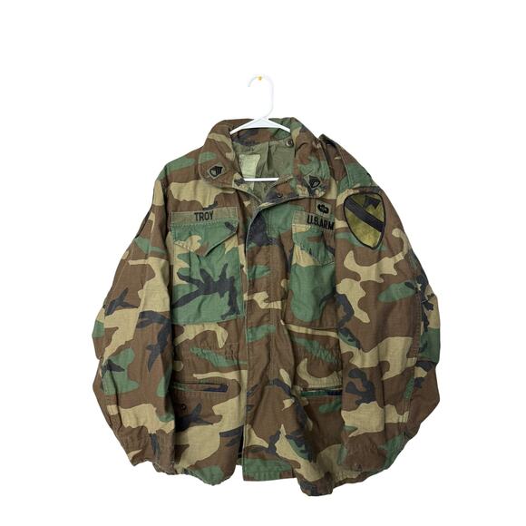 M 65 Field Jacket Military Vintage  U.S. ARMY M65 Camo Patched Jacket - Picture 1 of 7